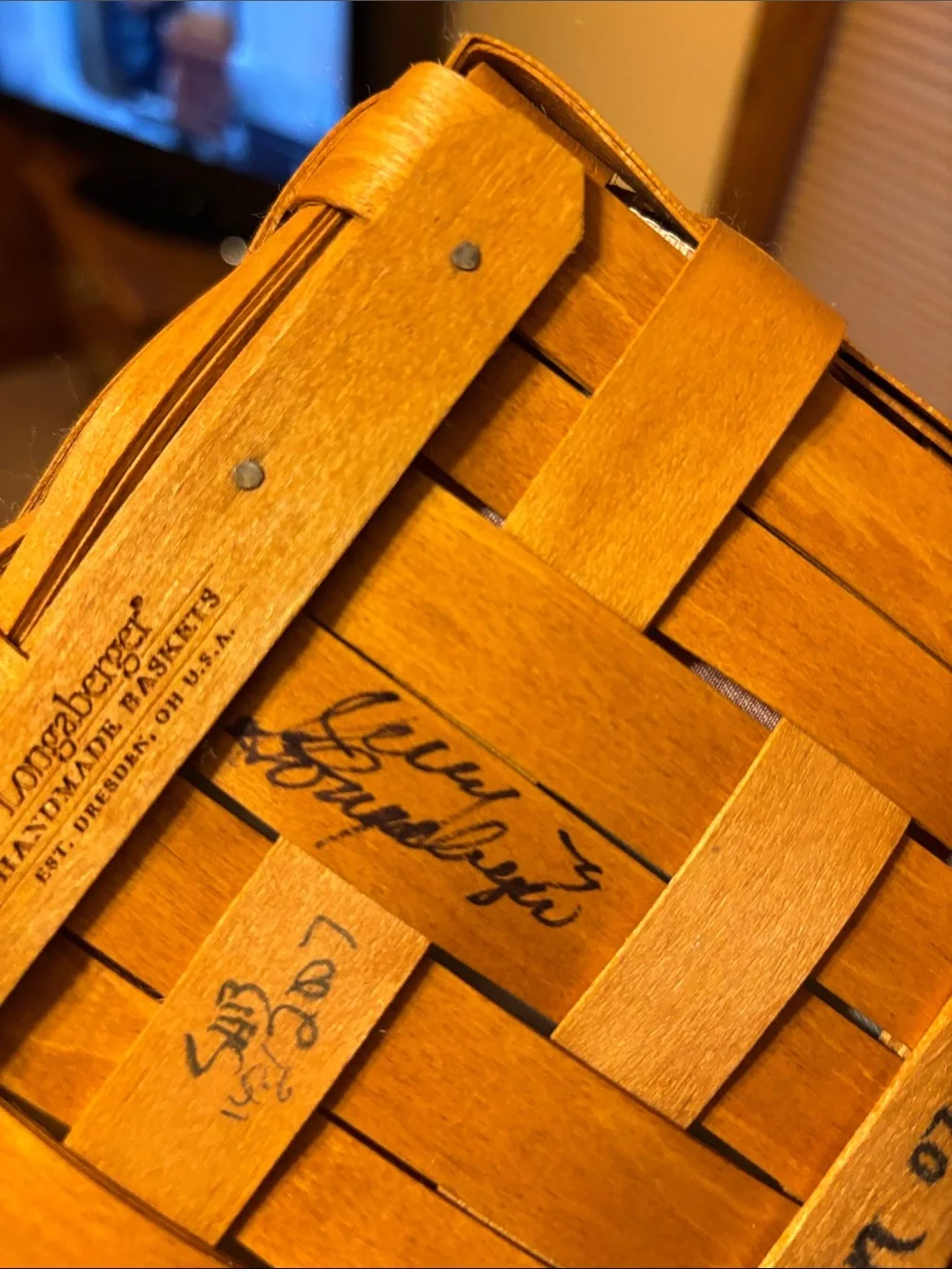 Longaberger TV Time Basket Set signed by Jerry Longaberger 3